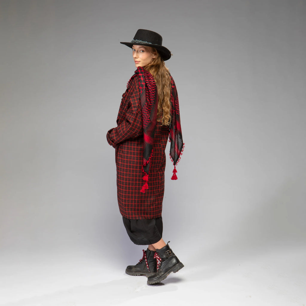 Women's Wool Plaid Jacket (Red/Black)