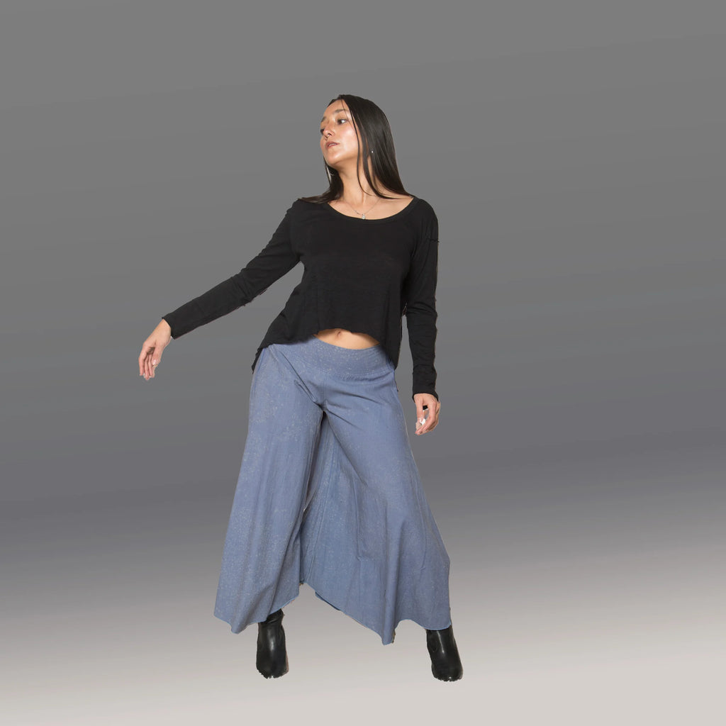 Djinn Flax Palazzo Pants (Blue)