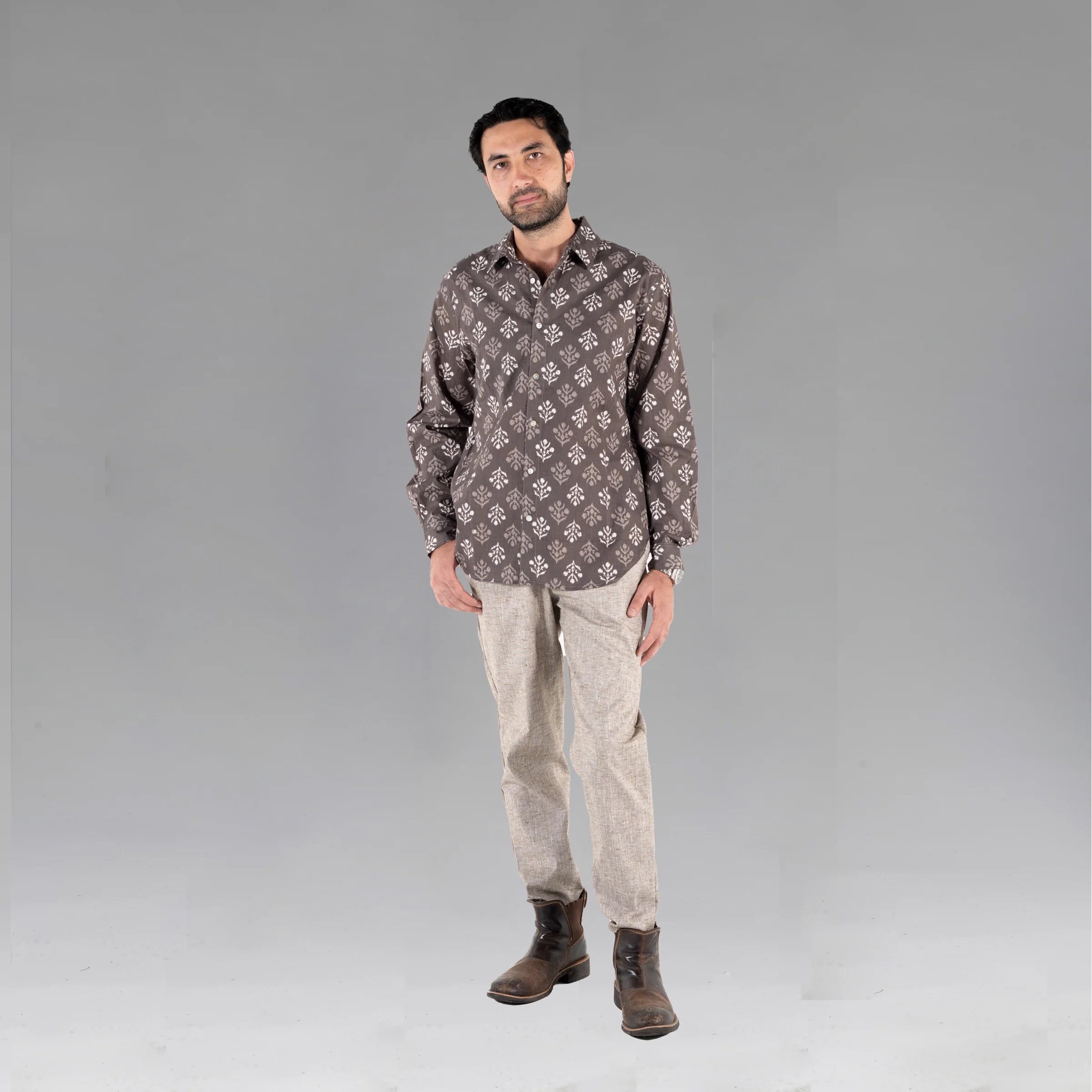 Men's Shirt (Block Print Clay)