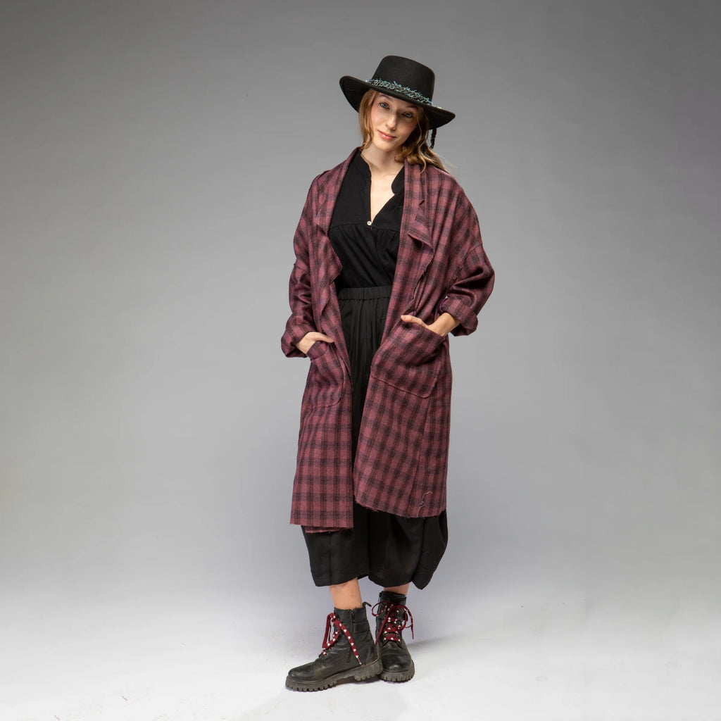 Women's Wool Plaid Jacket (Plum Plaid Dk. Lavender)