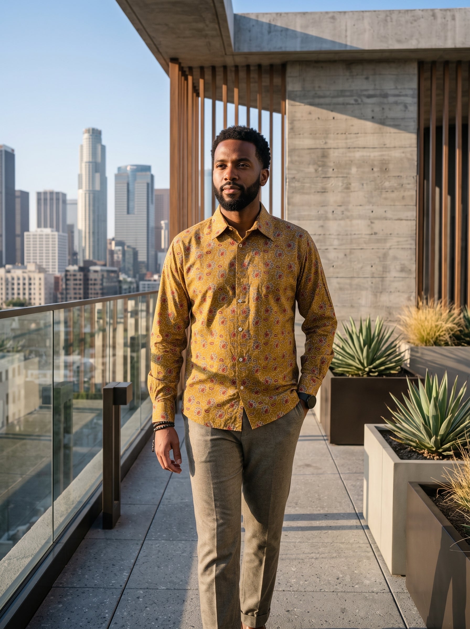 Men's Shirt (Floral Mustard)
