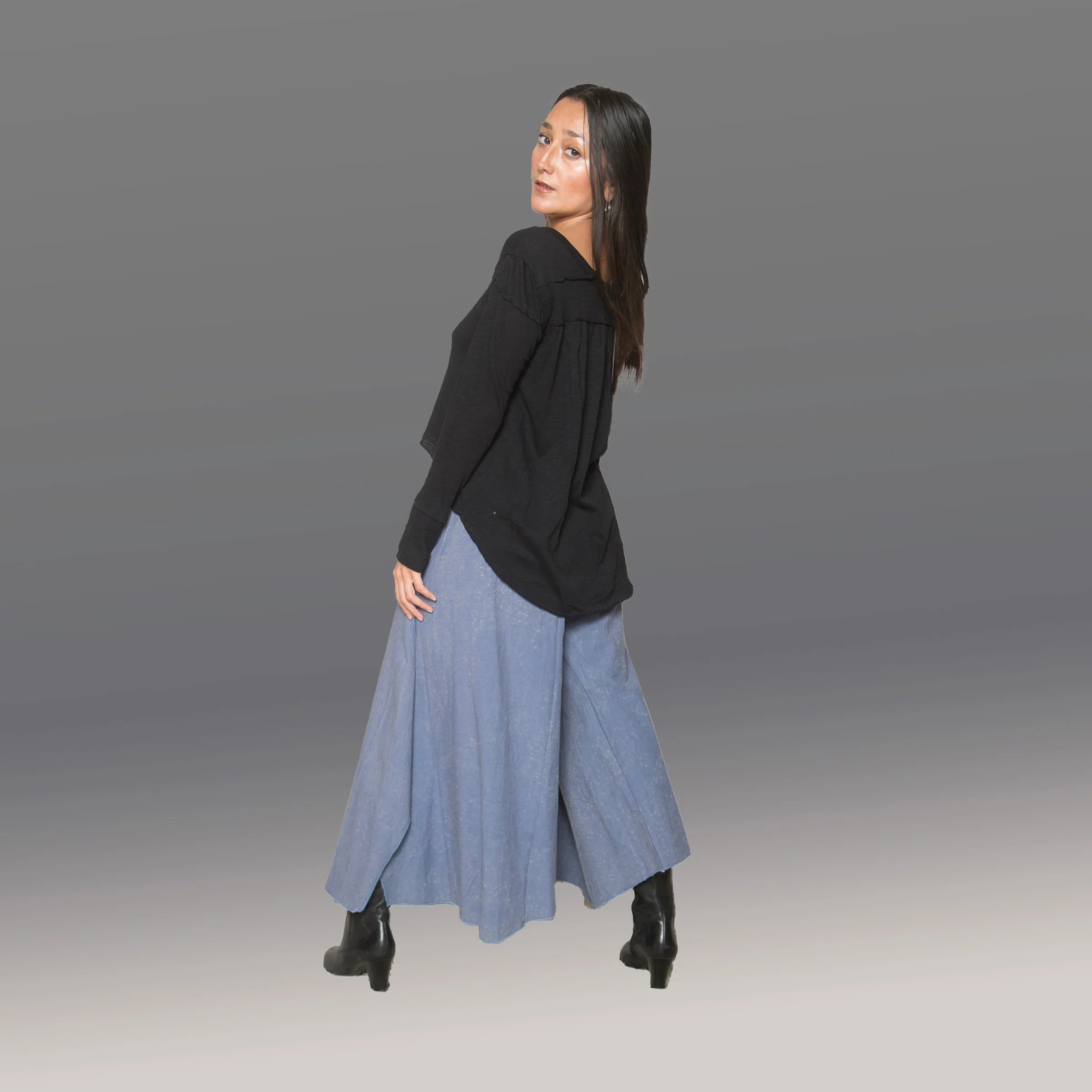 Djinn Flax Palazzo Pants (Blue)