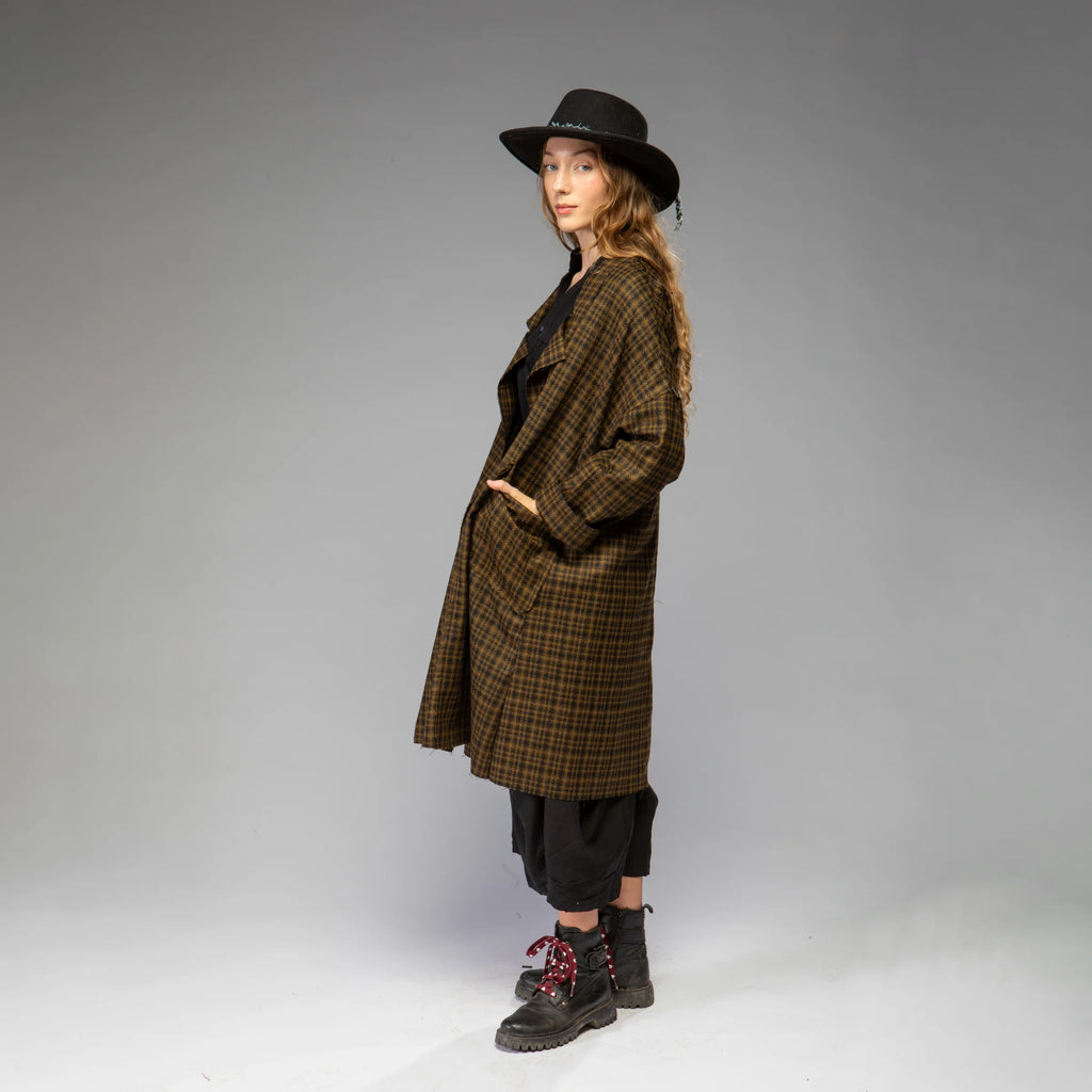 Women's Wool Plaid Jacket (Mustard/ Black)