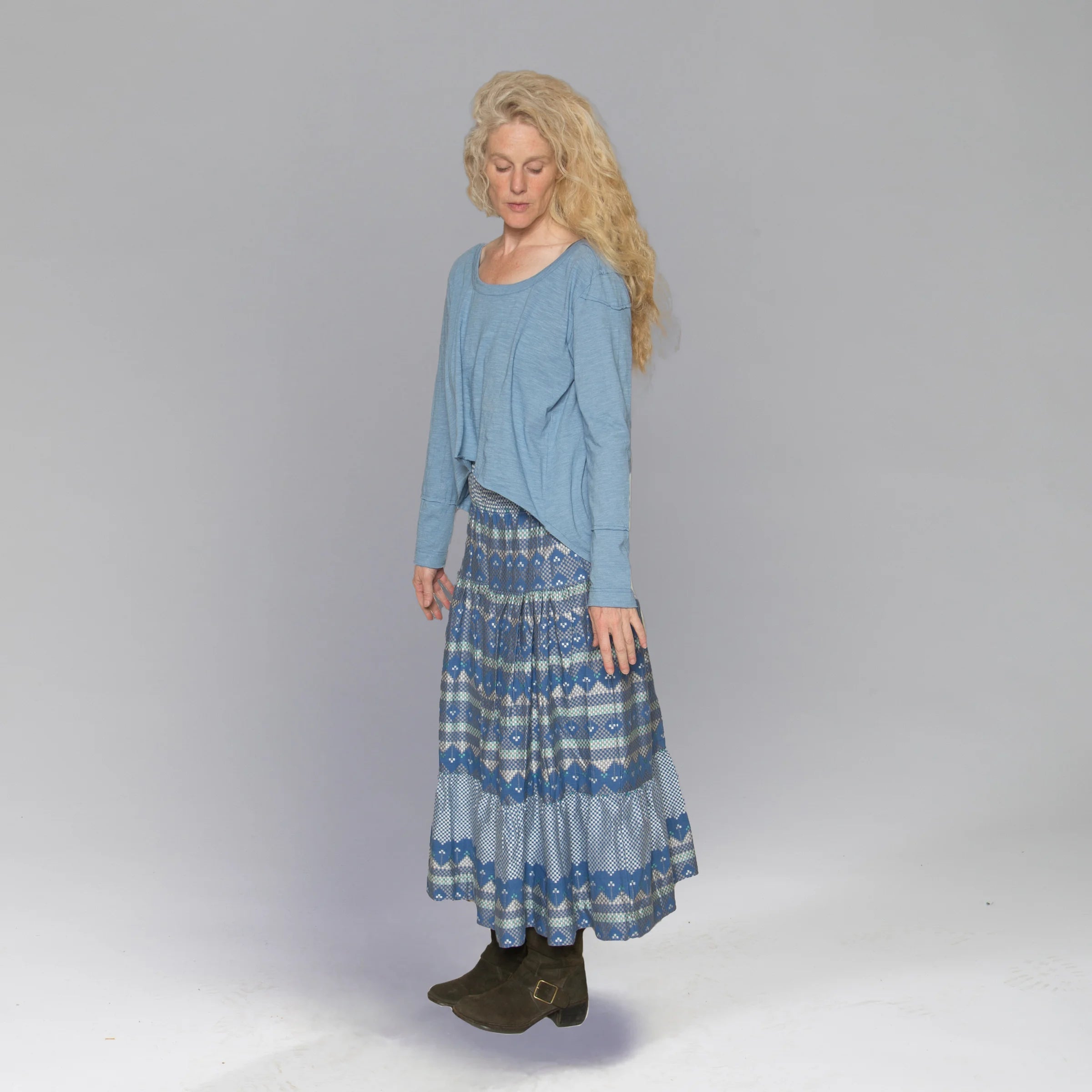 Long Sleeve Hi Low Top (Blue)