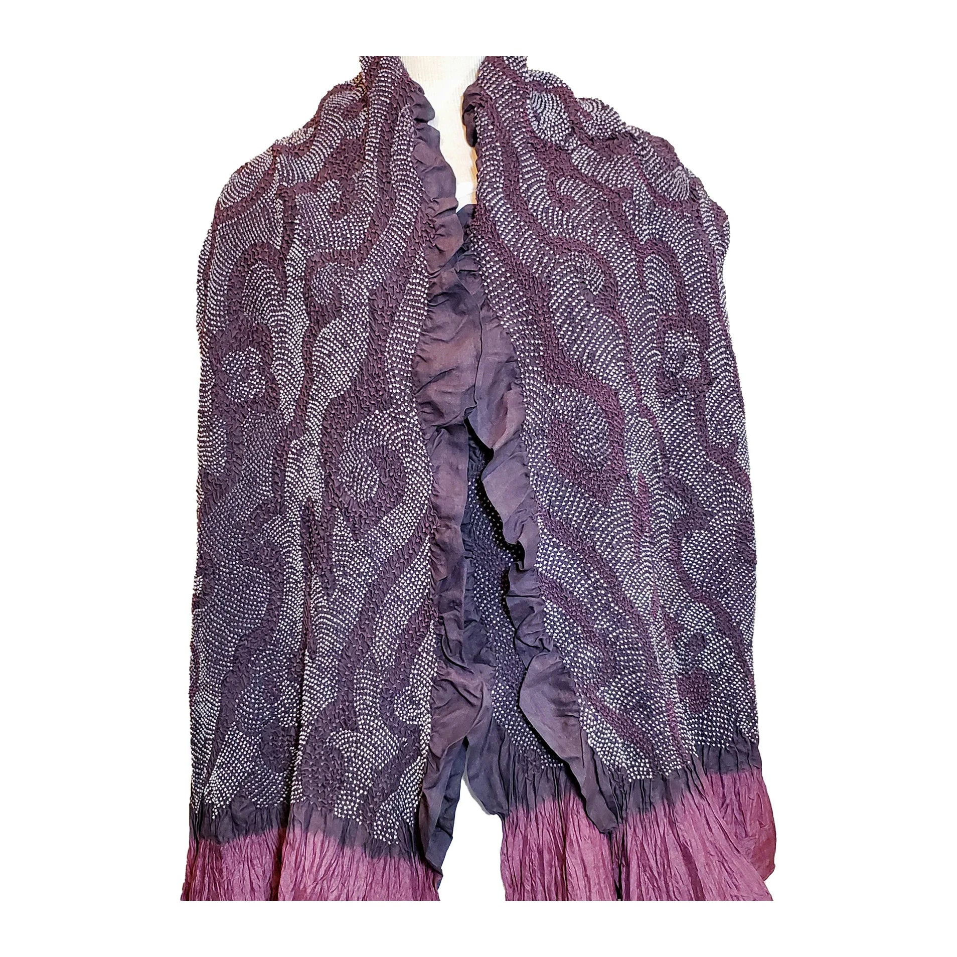 SIDR Bandhani Silk Scarf Purple Pink