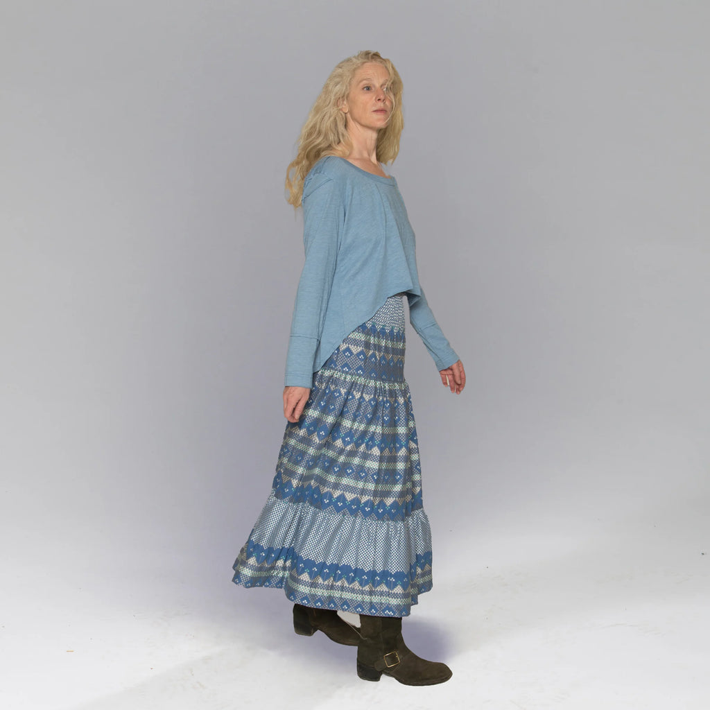 Long Sleeve Hi Low Top (Blue)
