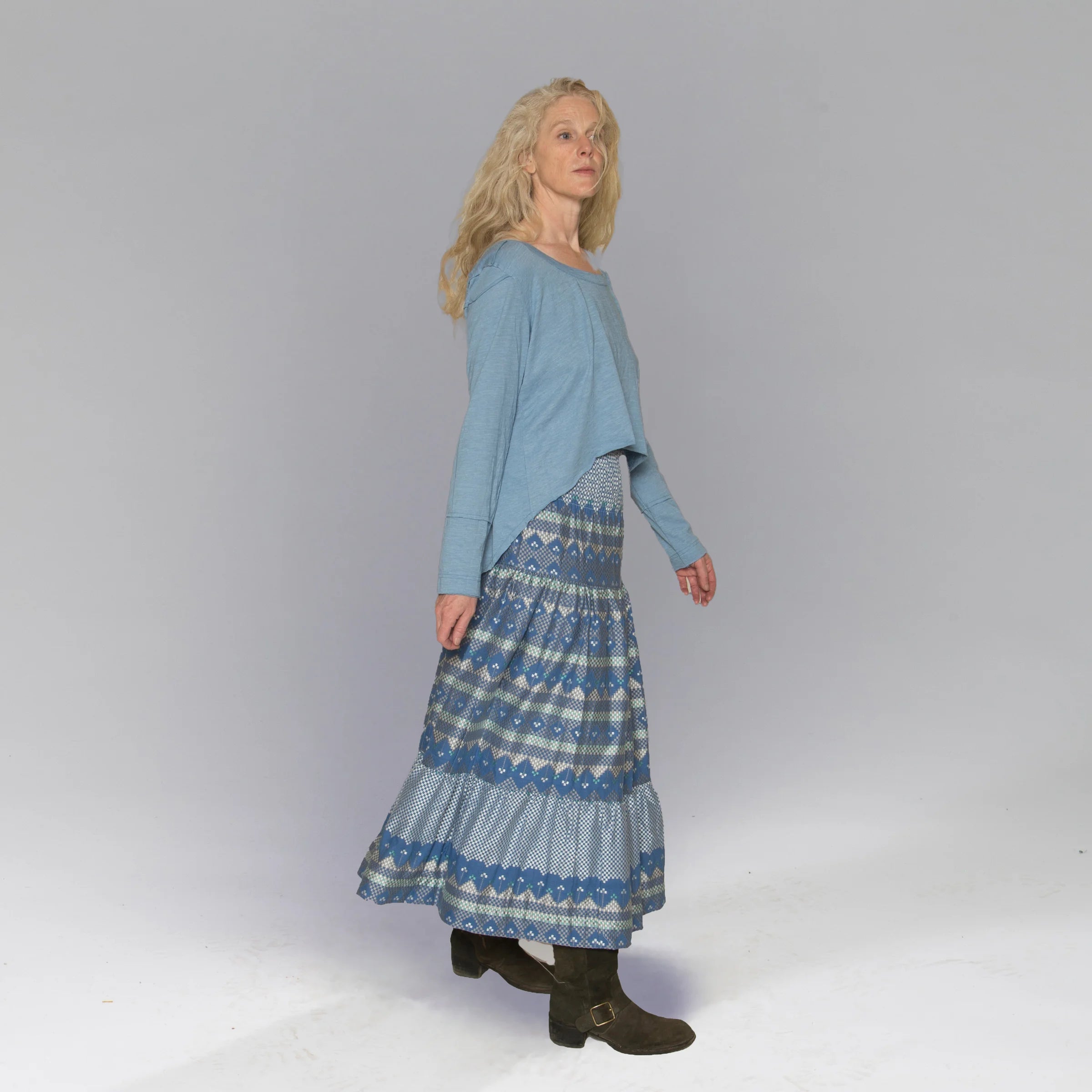 Long Sleeve Hi Low Top (Blue)