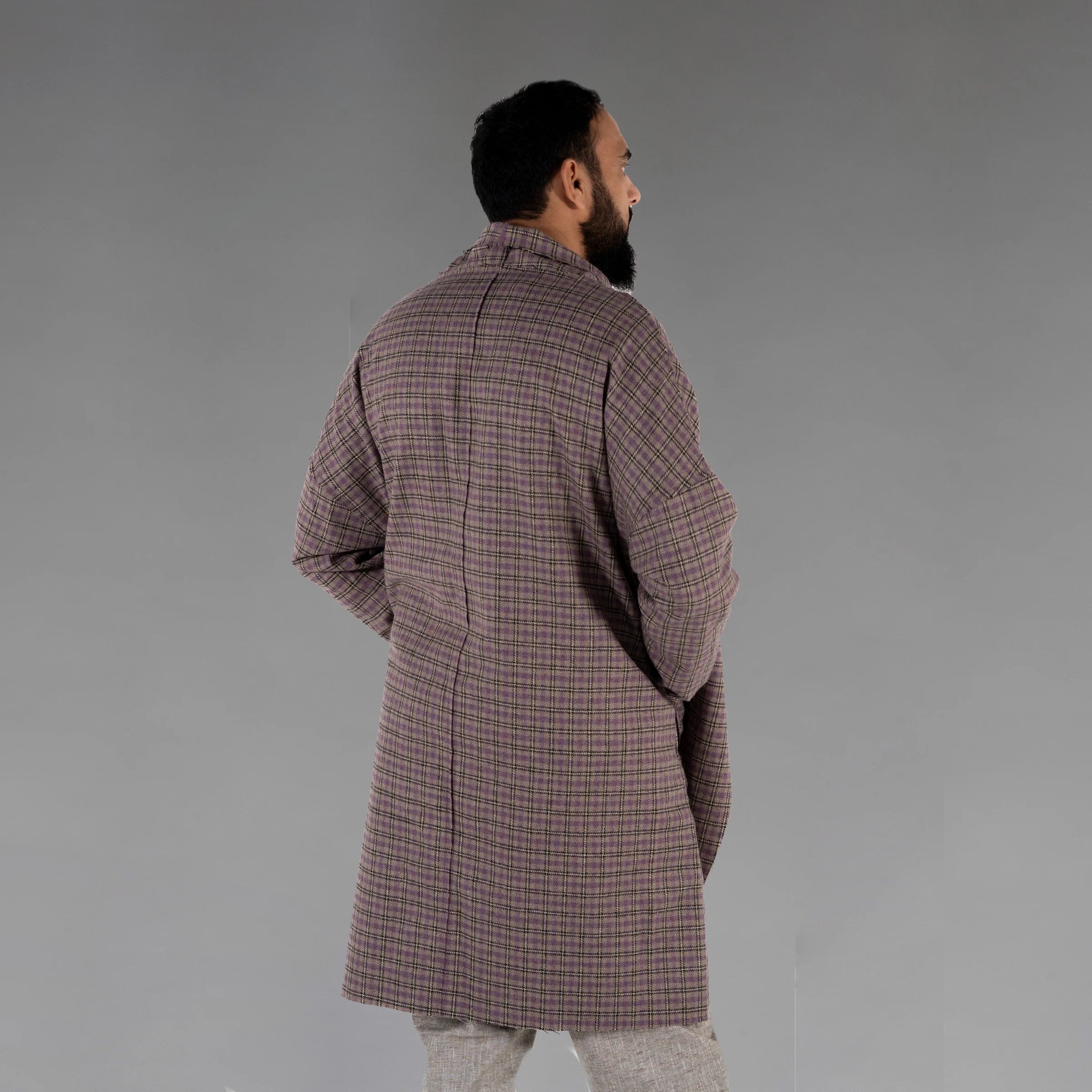 Men's Wool Plaid Coat (Lt Lavender)