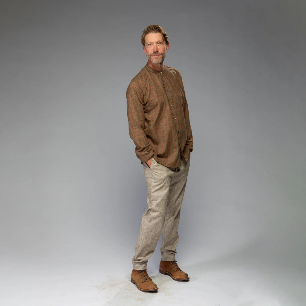 Men's Shirt (Brown/Orange Stripe)