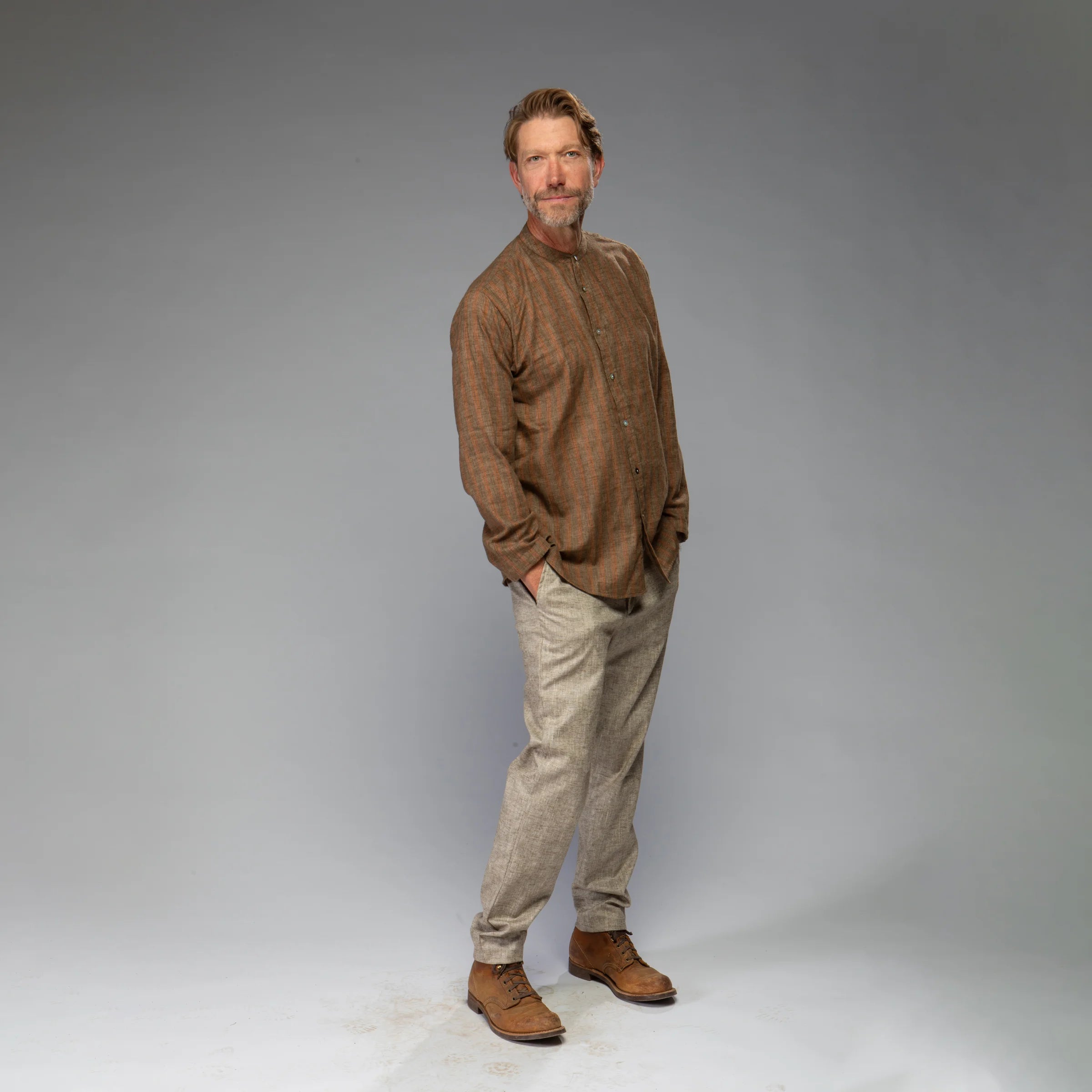 Men's Shirt (Brown/Orange Stripe)