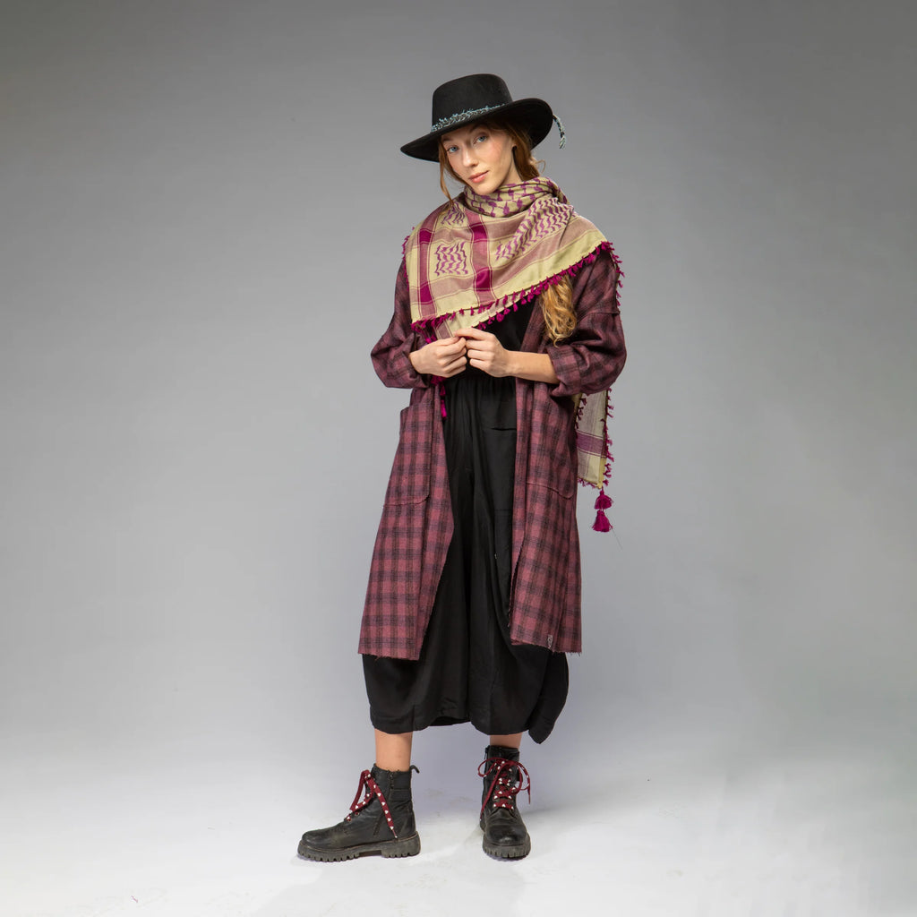 Women's Wool Plaid Jacket (Plum Plaid Dk. Lavender)