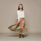 Kasuri Skirt (Block Print Rust & Olive)