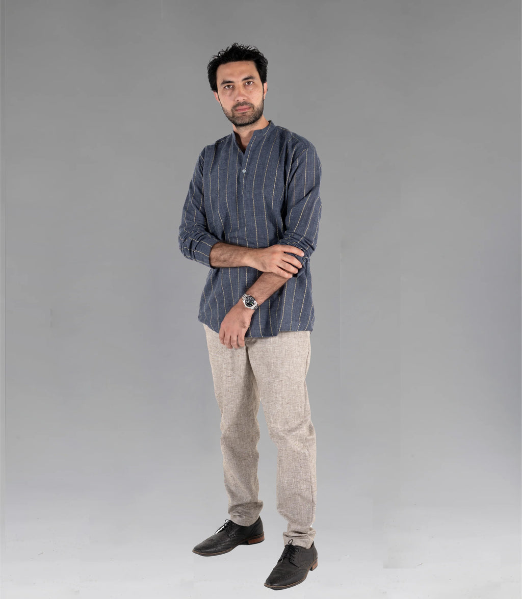 Men's Shirt (Grey/Gold stripe)