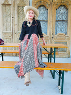 Kasuri Skirt (Block Print Rust & Black)