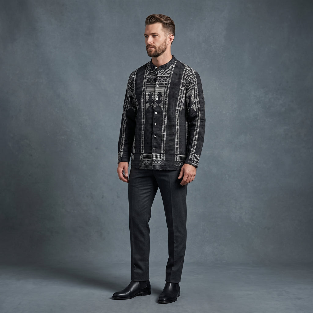 Men’s Shirt (Black & White w/ Motif)