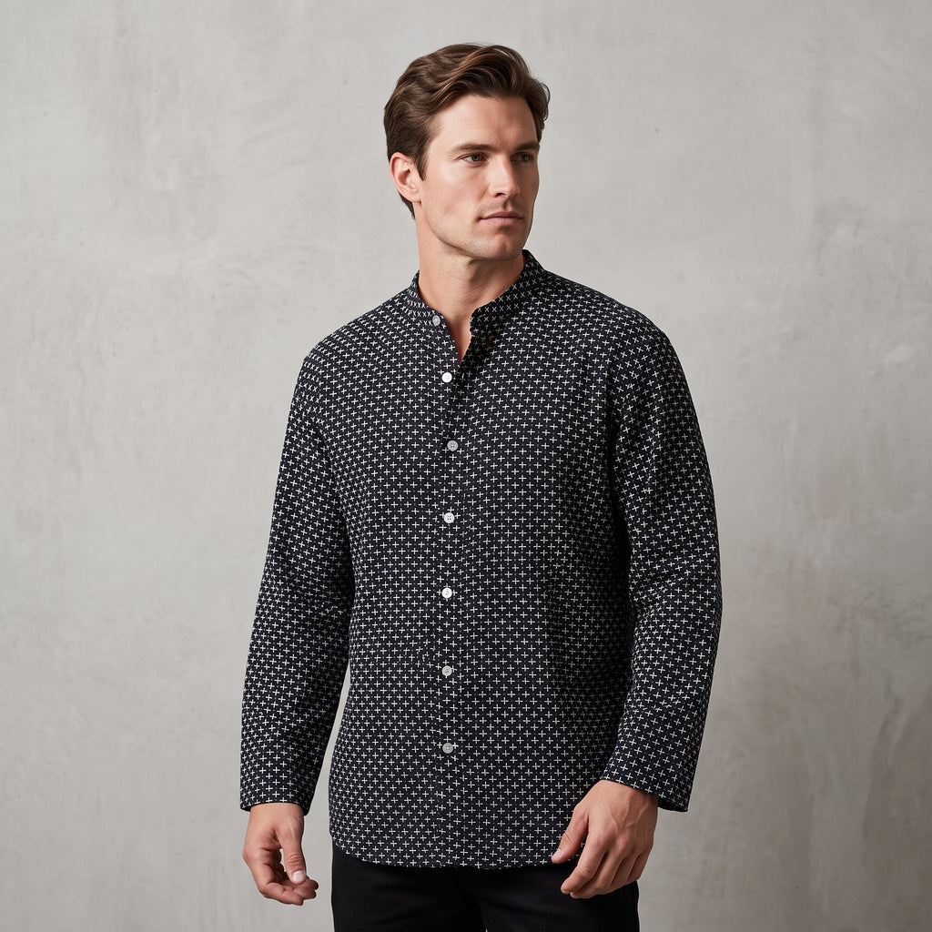 Men's Shirt (Black Cross Stitch)