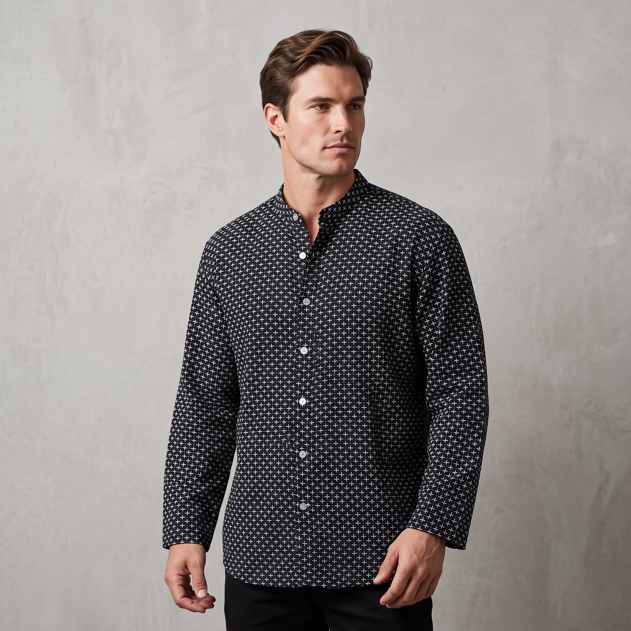 Men's Shirt (Black Cross Stitch)