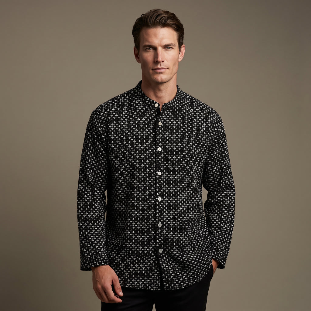 Men's Shirt (Black Cross Stitch)
