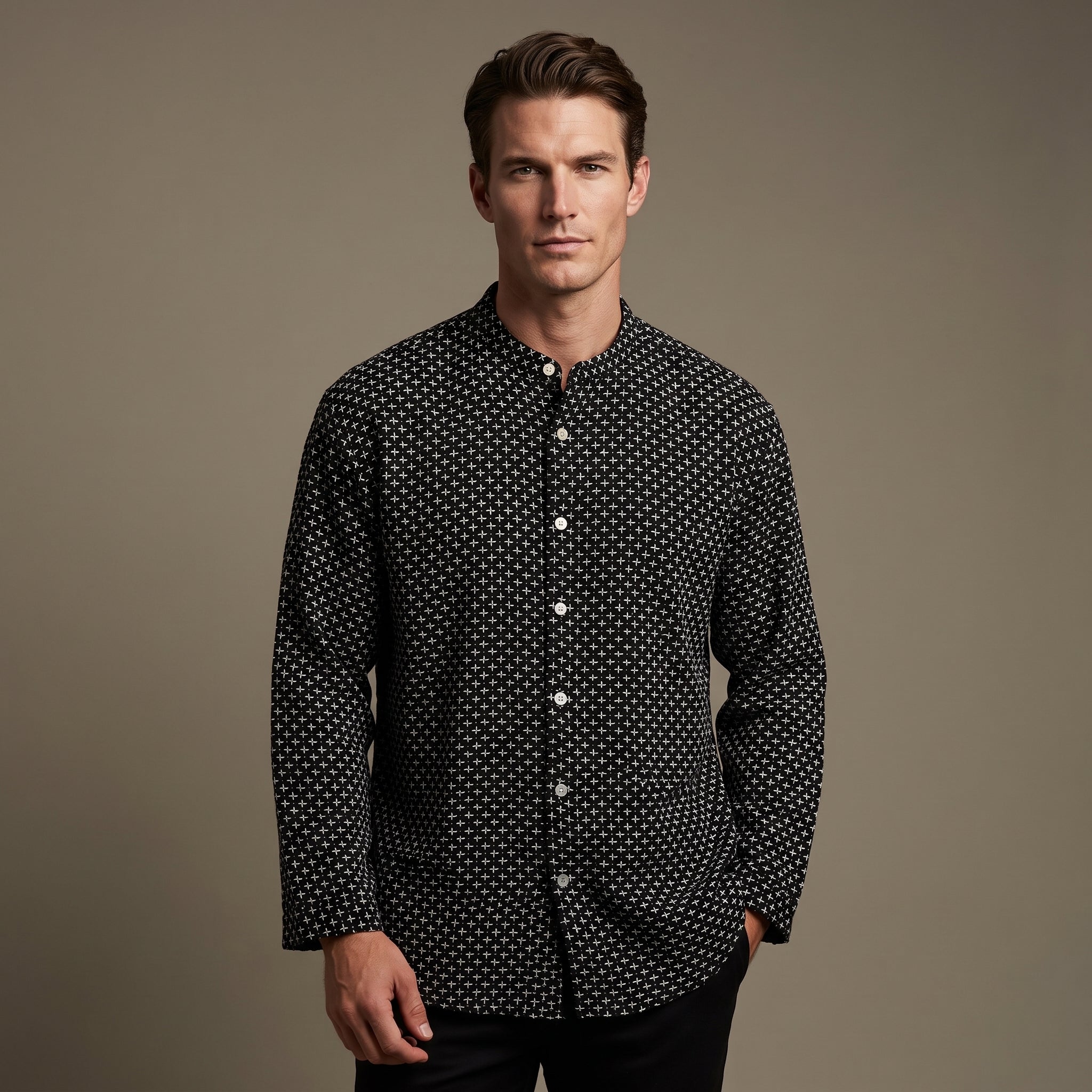 Men's Shirt (Black Cross Stitch)