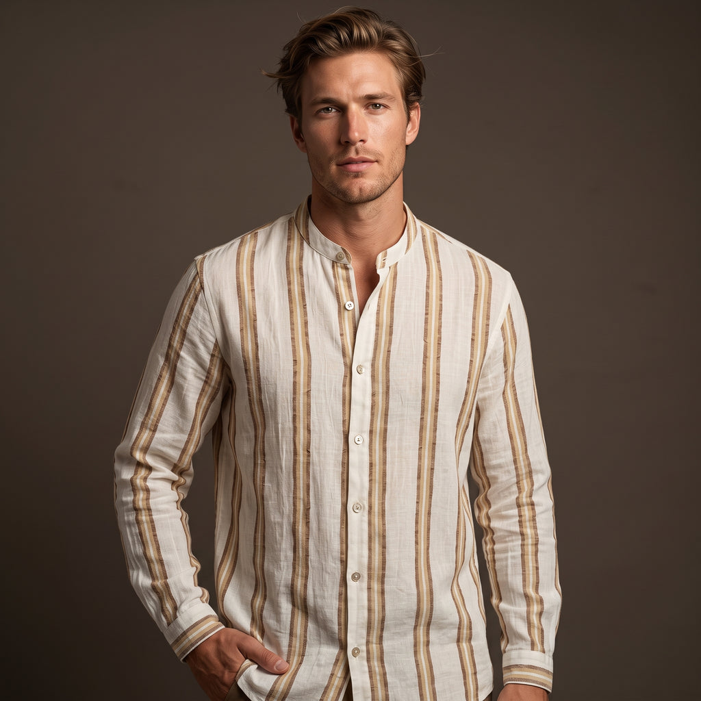 Men’s Shirt (Crème & Earth striped)