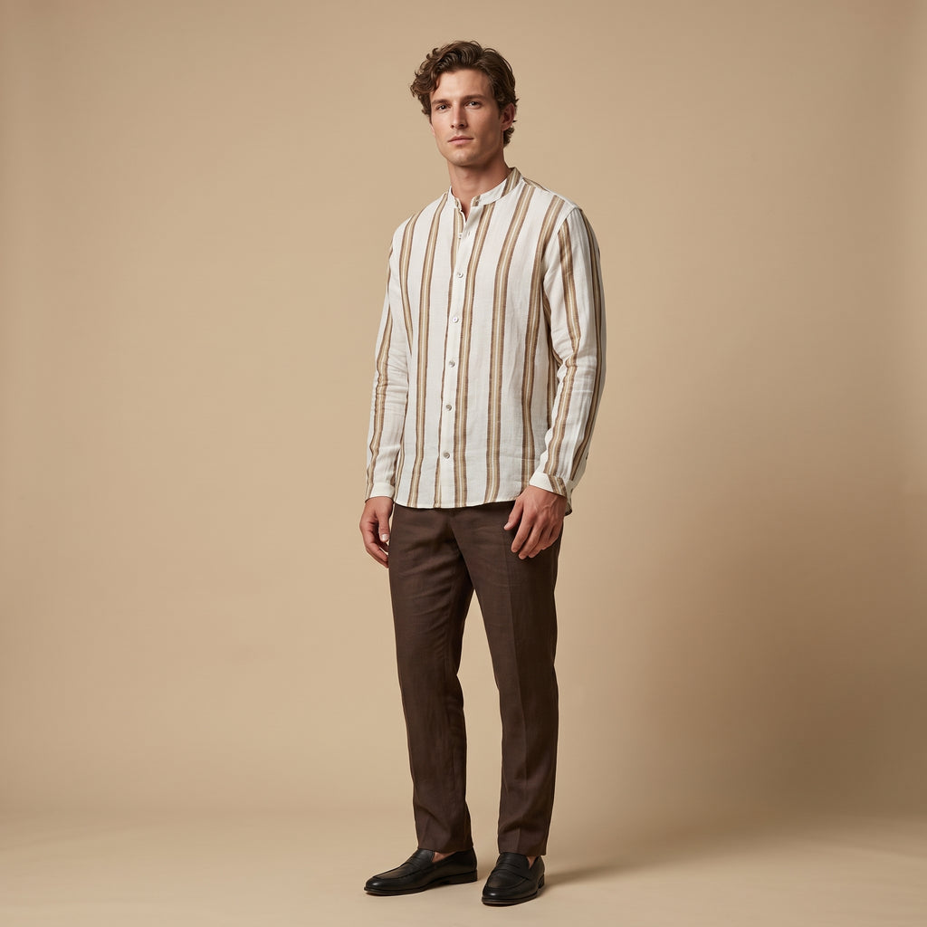 Men’s Shirt (Crème & Earth striped)