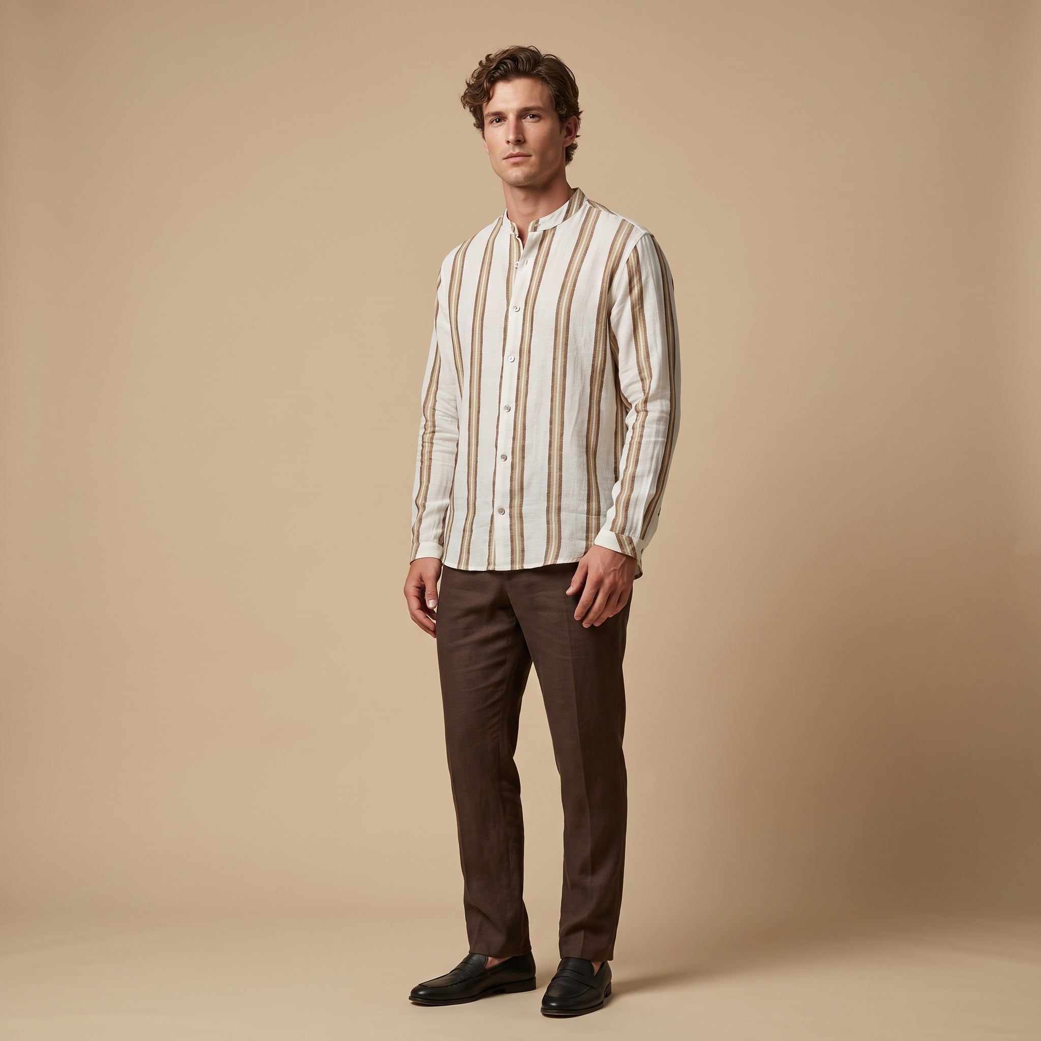 Men’s Shirt (Crème & Earth striped)
