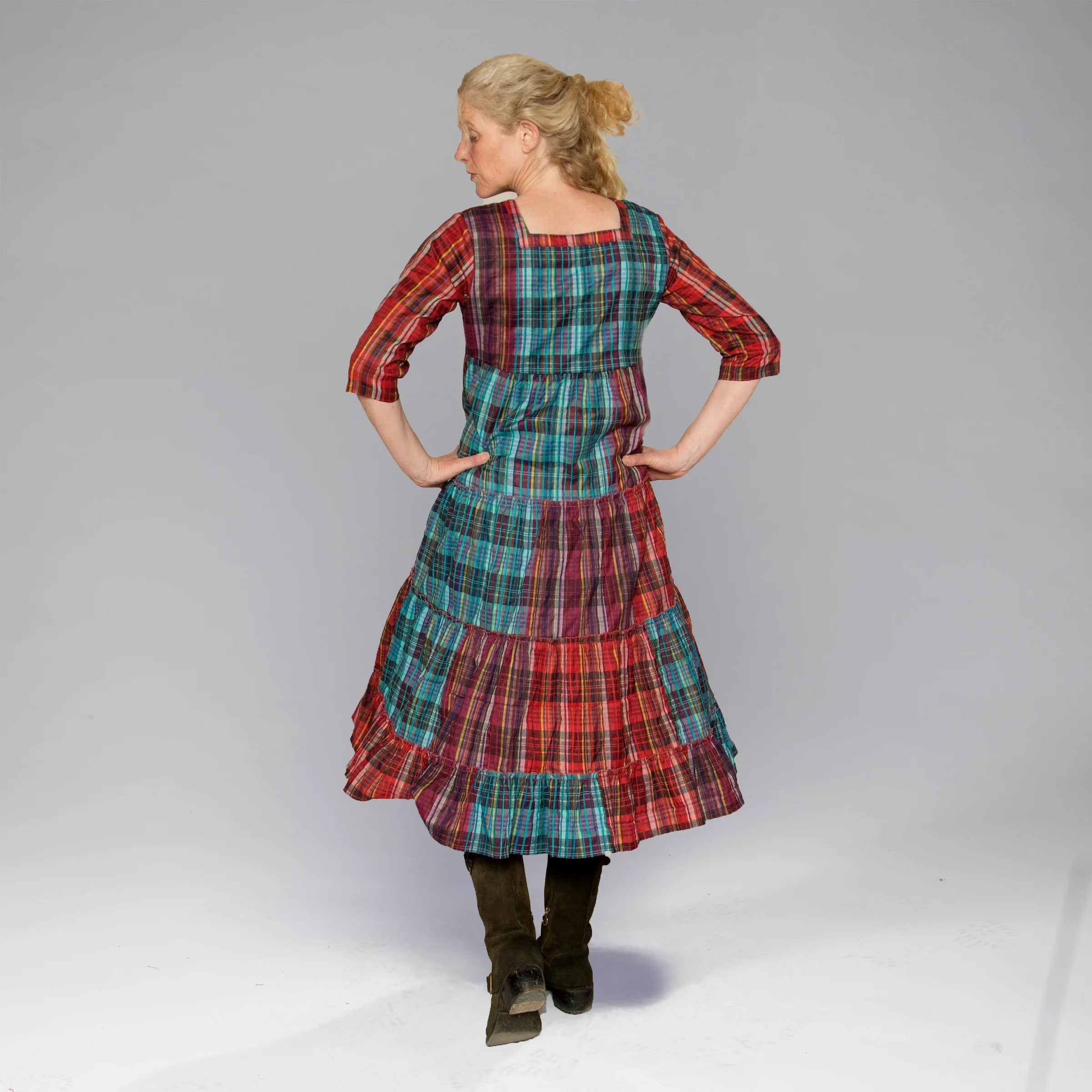Madras Dress (Blue Plum)