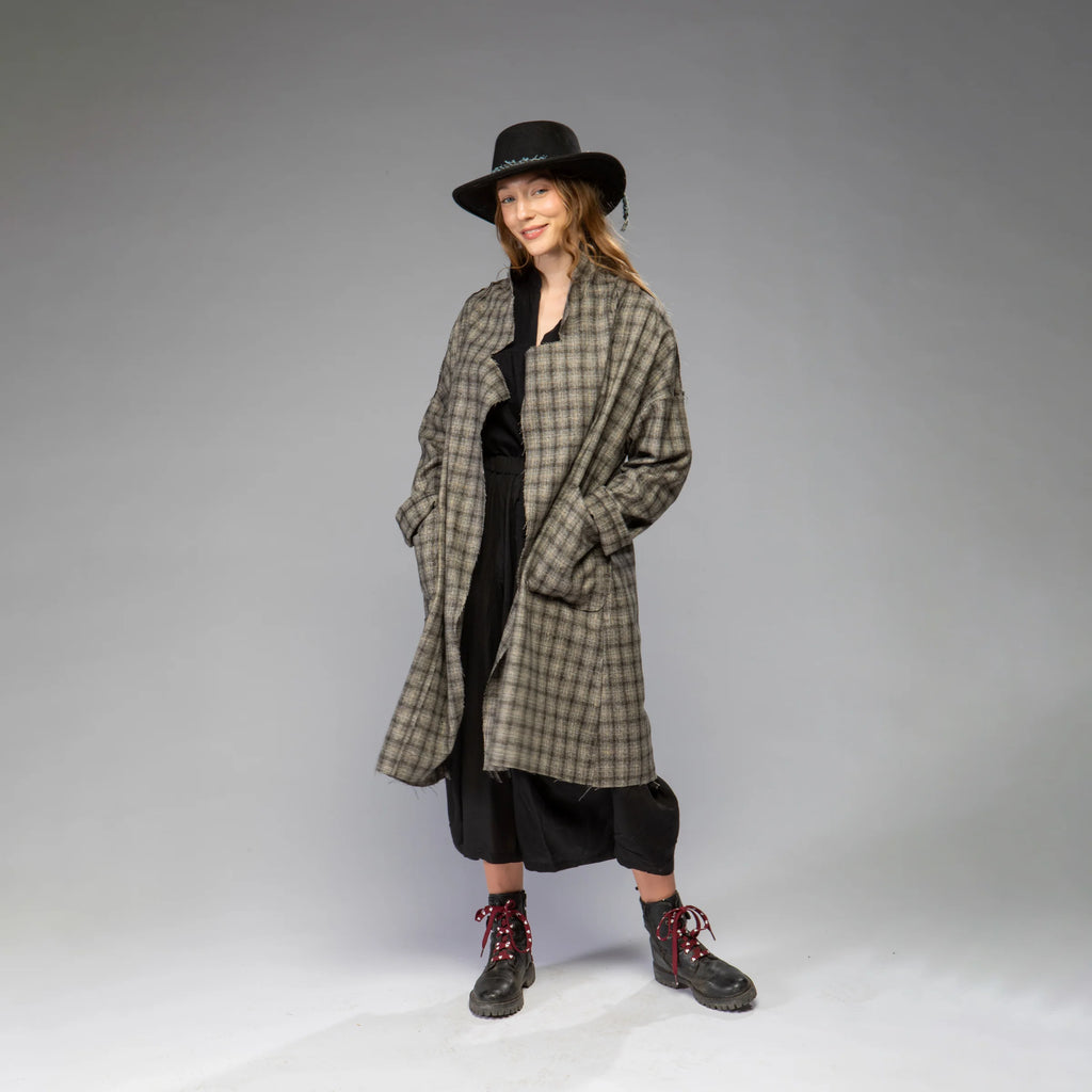Women's Wool Plaid Jacket (Charcoal)
