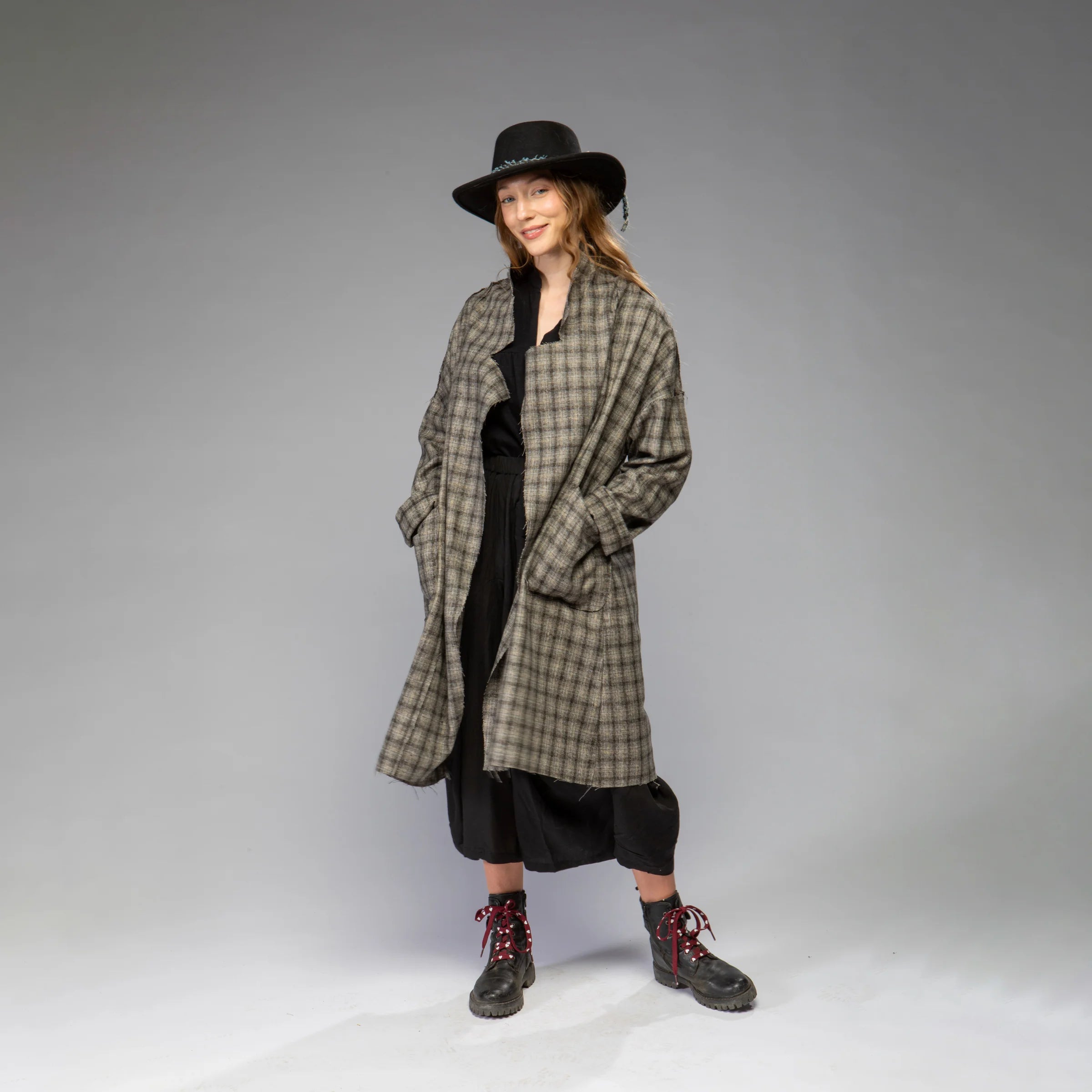 Women's Wool Plaid Jacket (Charcoal)