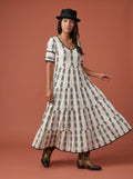 Sumeria Dress with sleeves ( White & Black )
