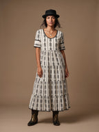 Sumeria Dress with sleeves ( White & Black )