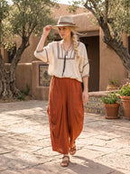 Malia Palazzo Pants (Rust Flax)
