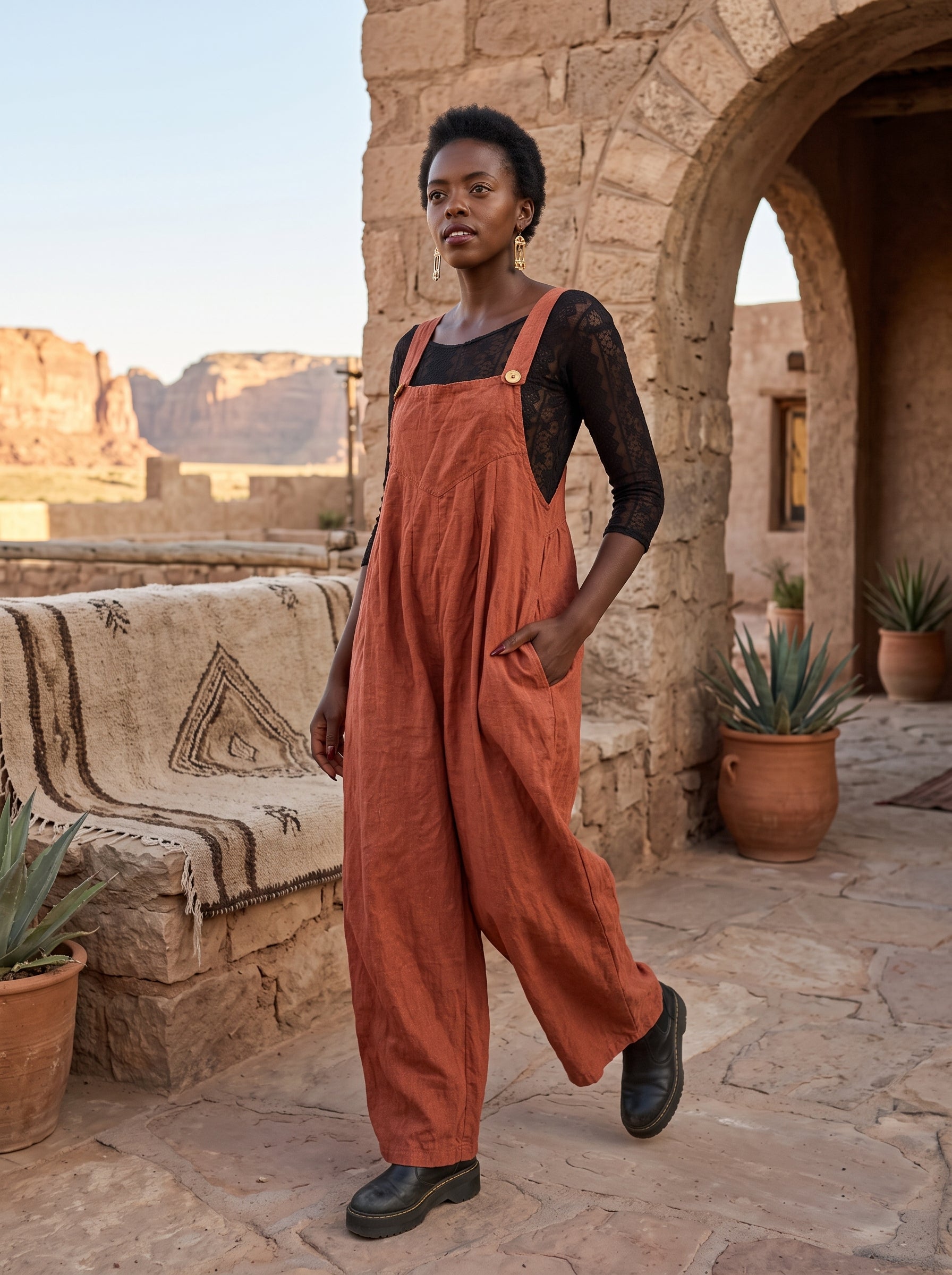Overalls/Jumpsuit (Rust Linen)