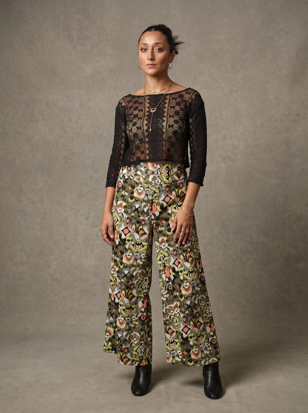 Palazzo Print Pants (Forest)