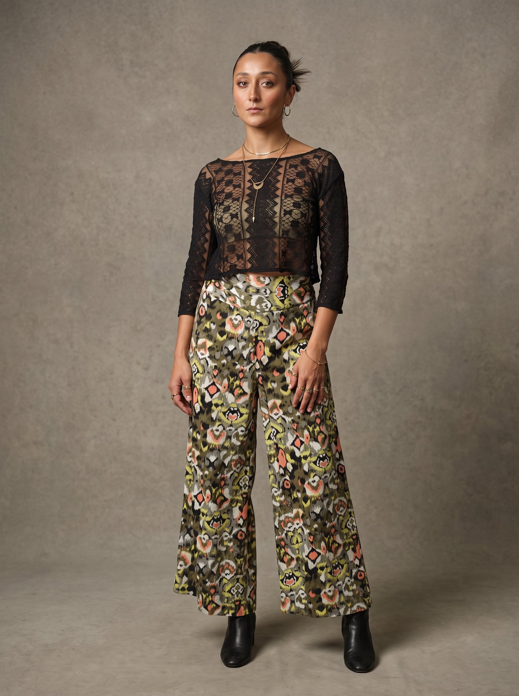 Palazzo Print Pants (Forest)