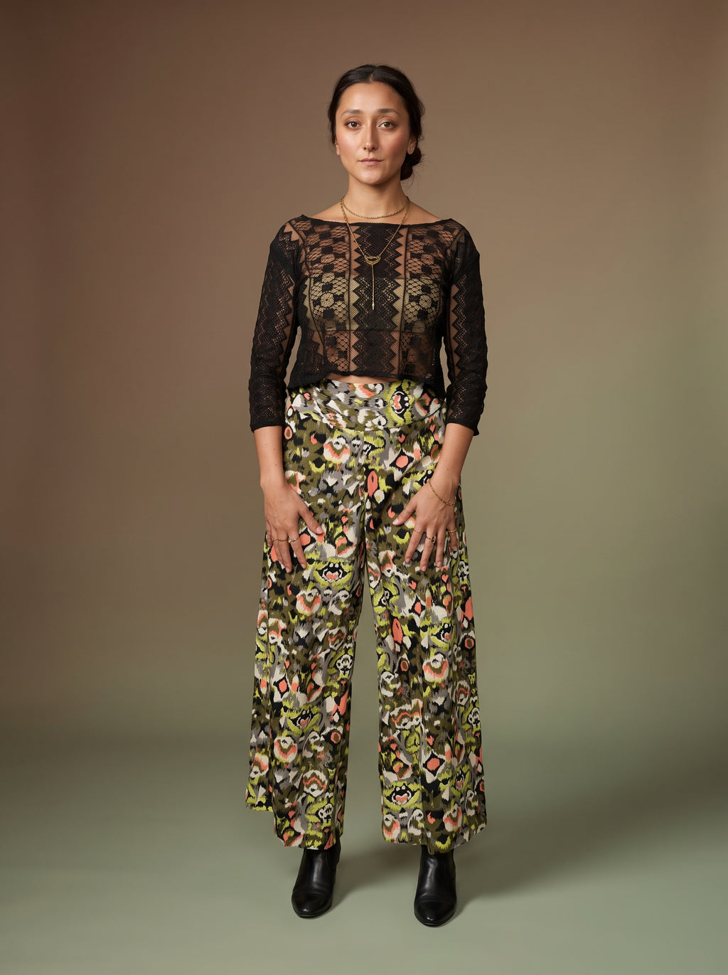 Palazzo Print Pants (Forest)