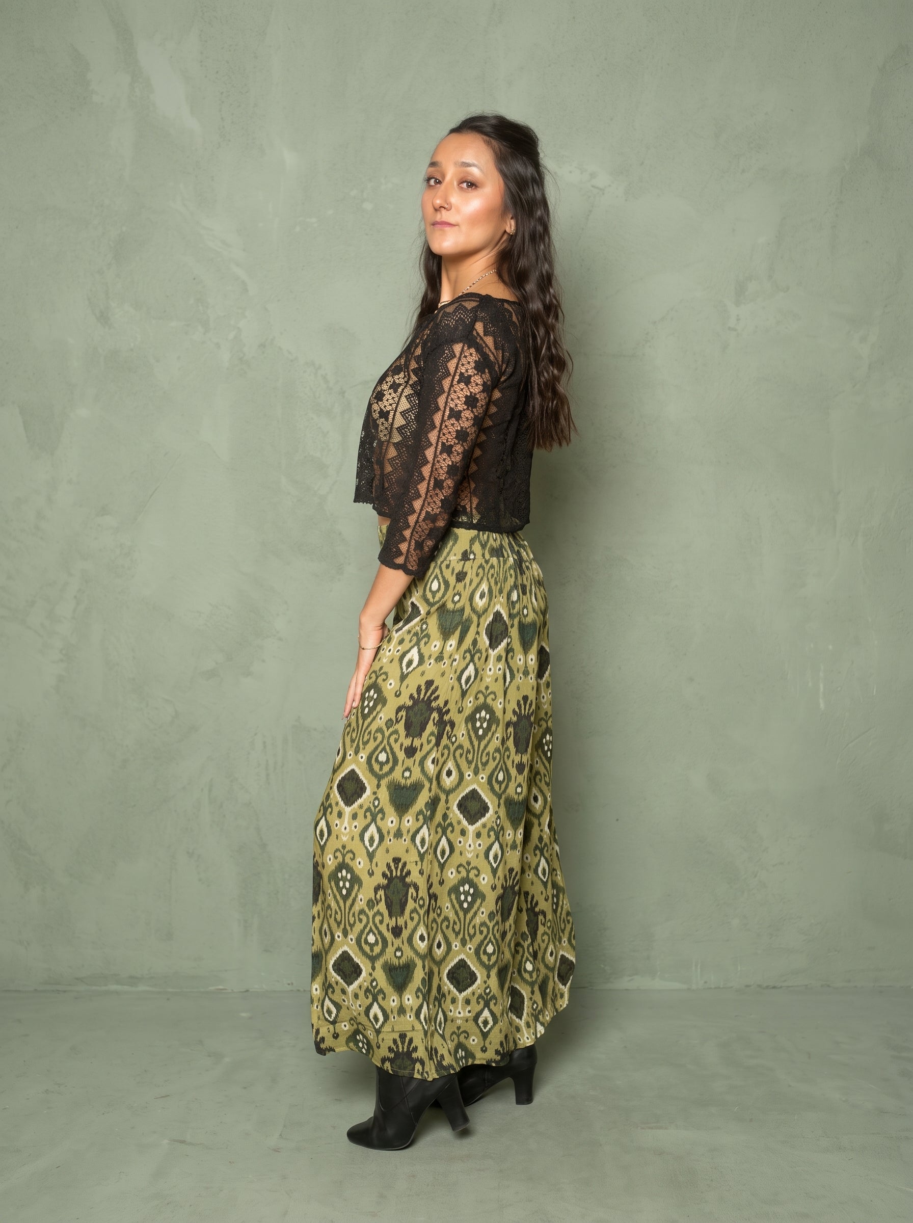 Palazzo Print Pants (Uzbek Green)