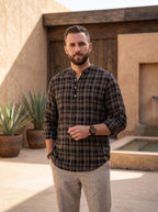 Men's Shirt (Brown/Blk Plaid)