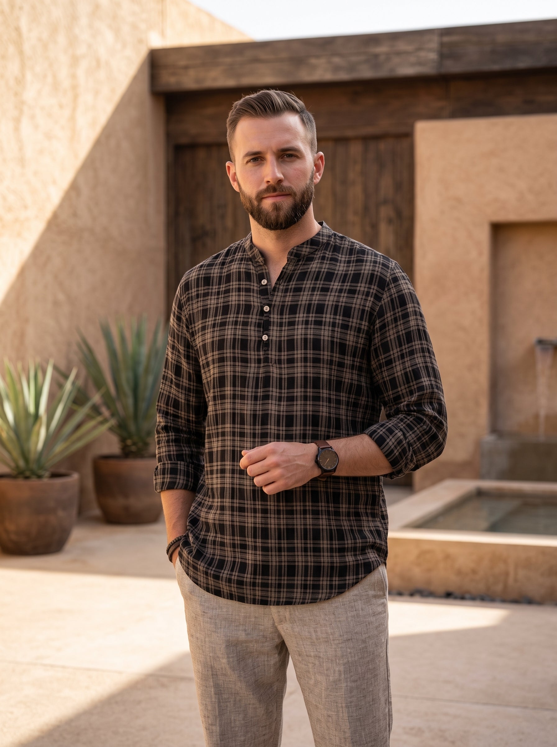 Men's Shirt (Brown/Blk Plaid)
