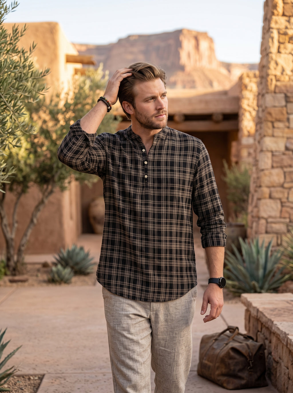 Men's Shirt (Brown/Blk Plaid)