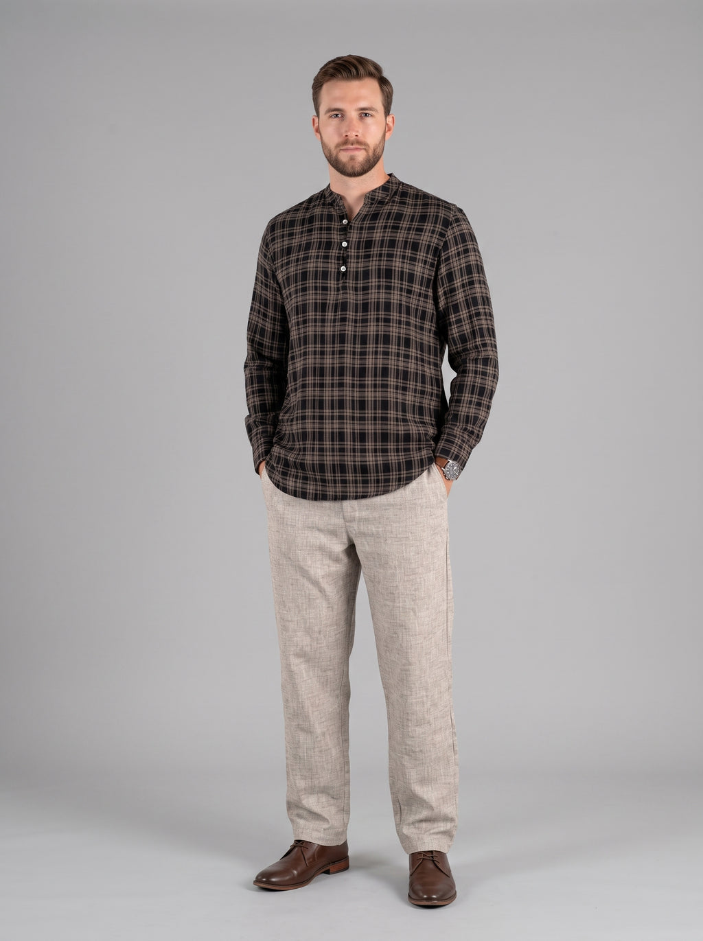 Men's Shirt (Brown/Blk Plaid)