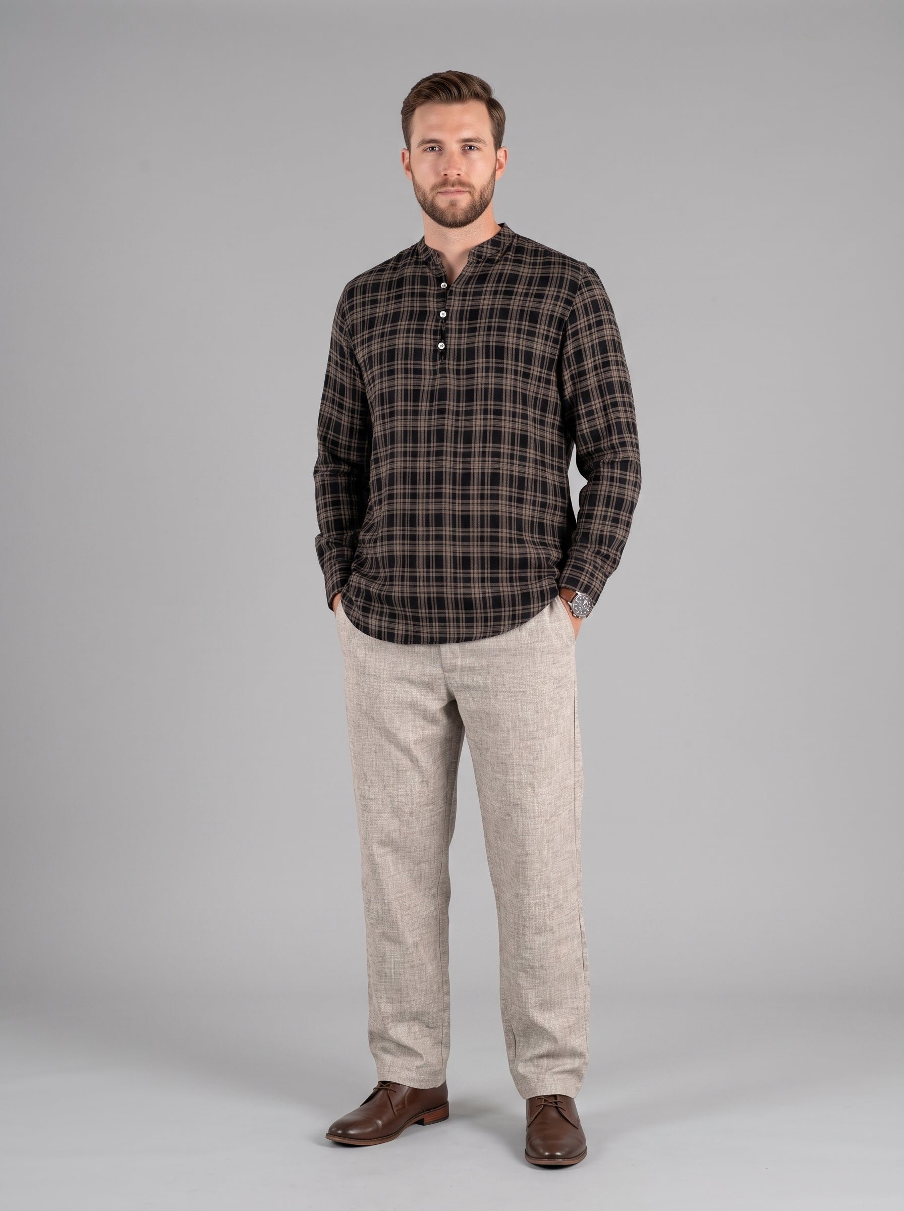 Men's Shirt (Brown/Blk Plaid)