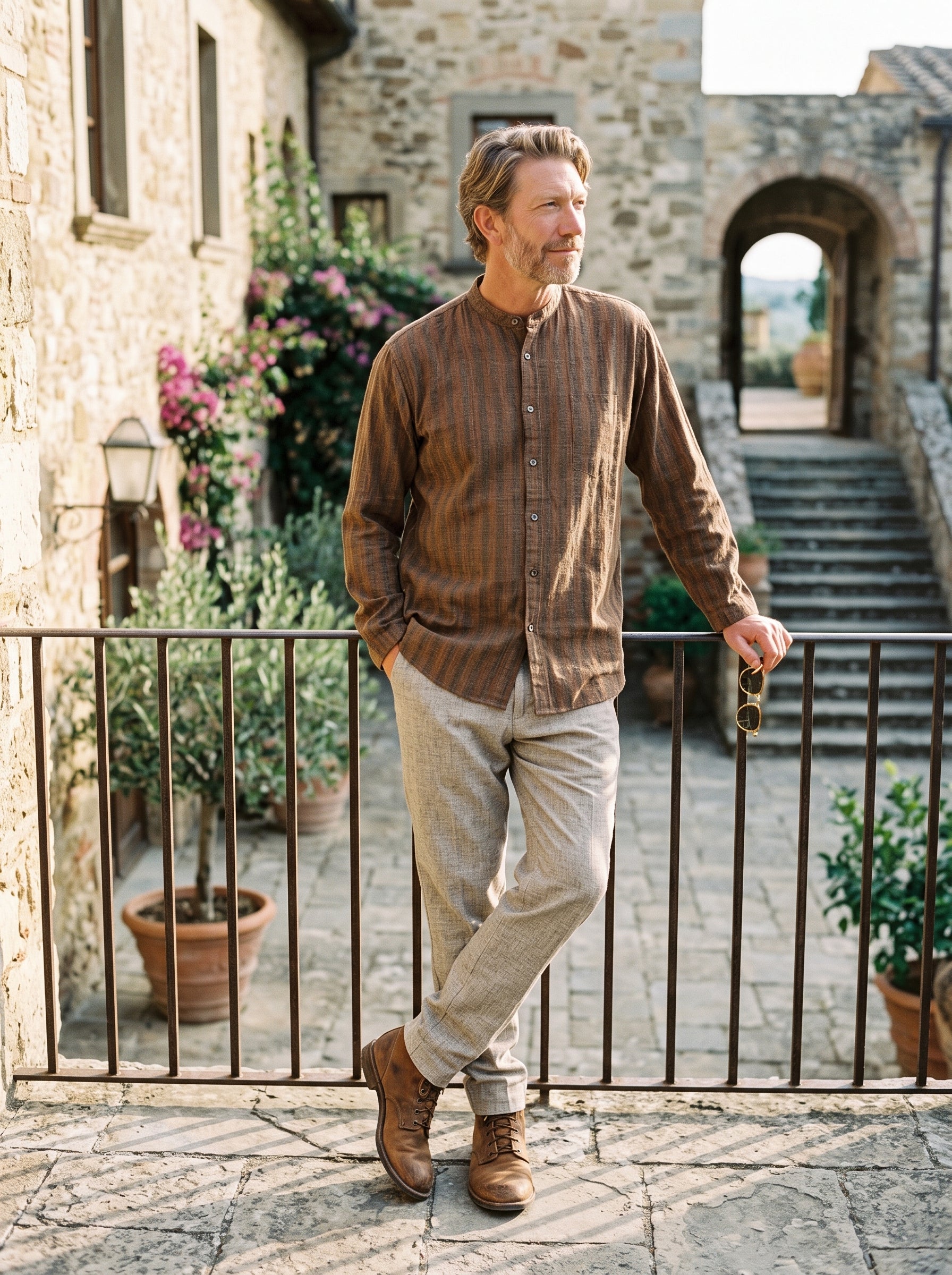 Men's Shirt (Brown/Orange Stripe)