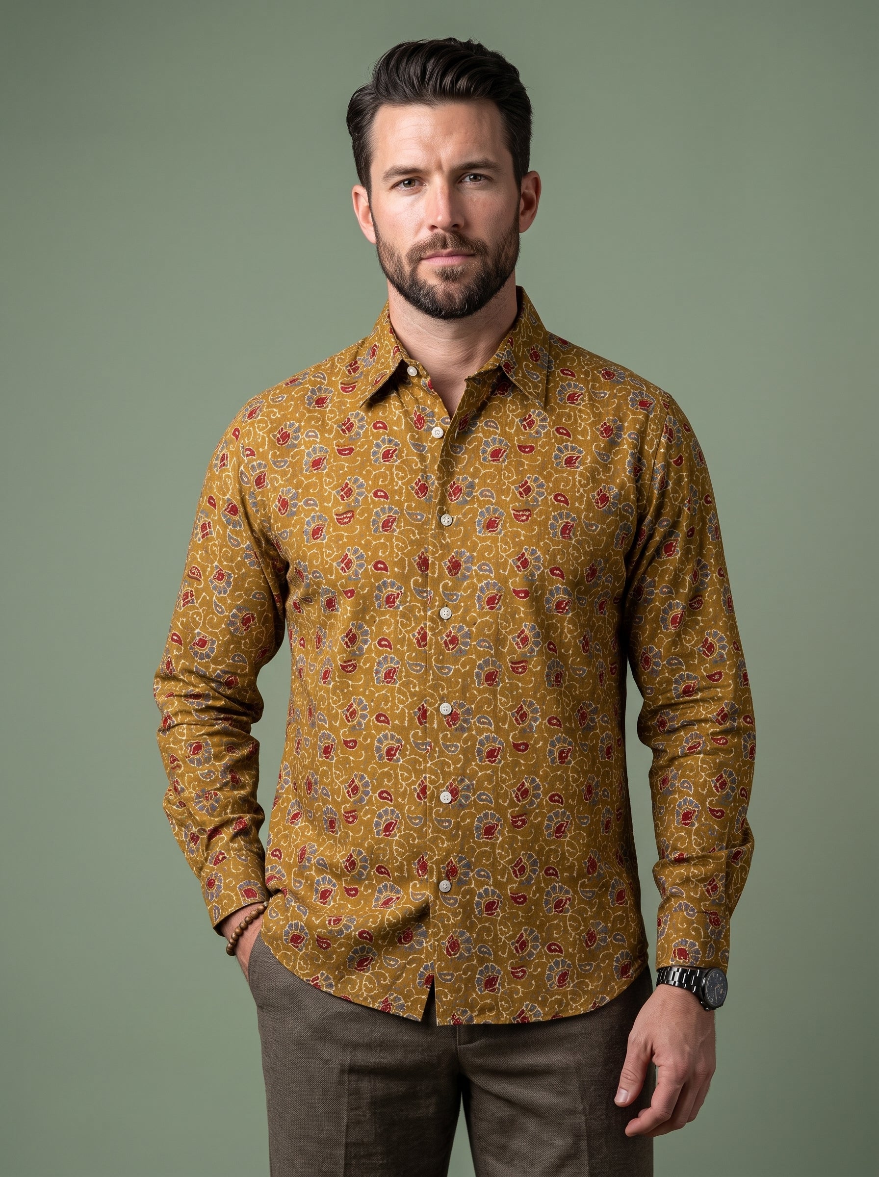 Men's Shirt (Floral Mustard)