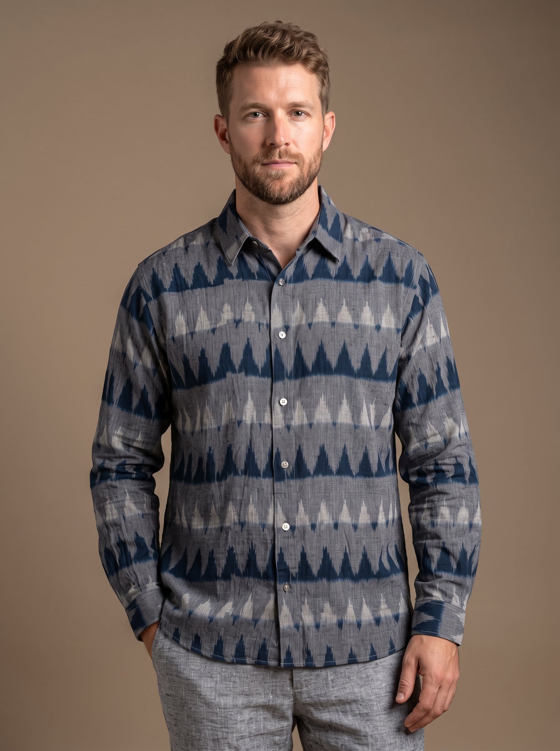 Men's Shirt (Indigo Zigzag)