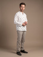 Men's Shirt (White w/Blk Motif)