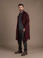 Men's Wool Plaid Coat (Black/Red)