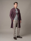 Men's Wool Plaid Coat (Dark Lavender)