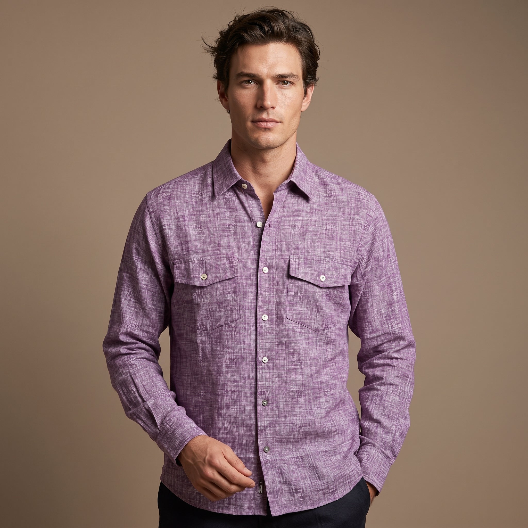 Men’s Shirt (Plum Linen)