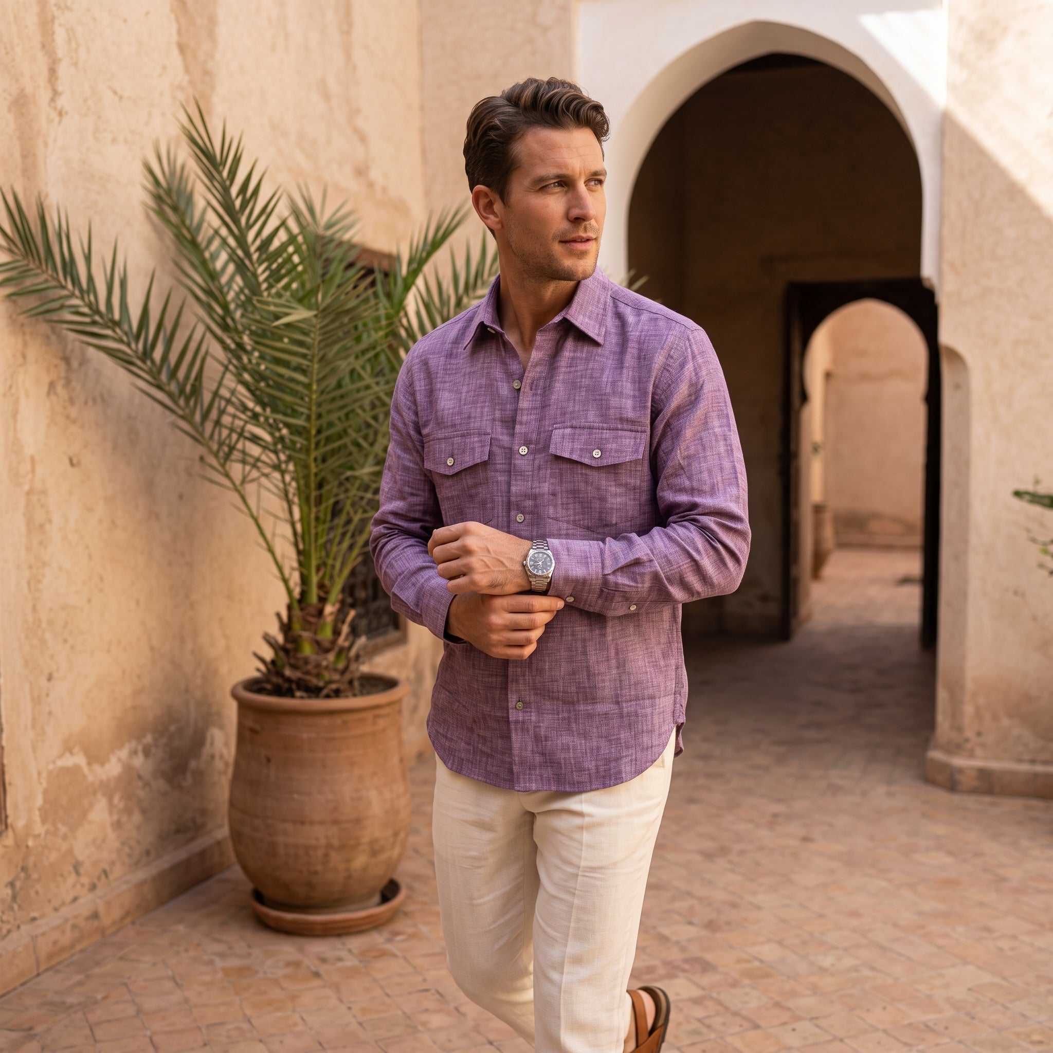 Men’s Shirt (Plum Linen)